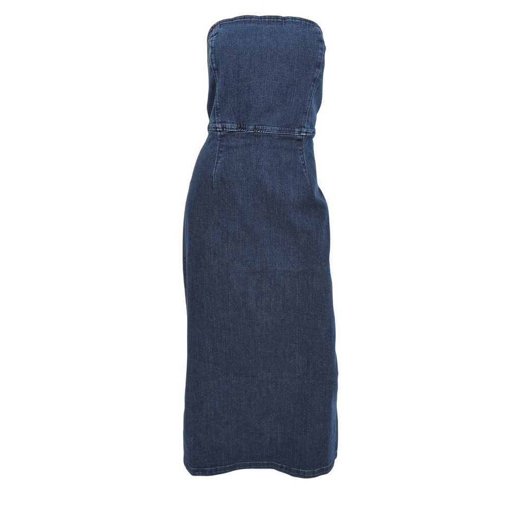 GAP Strapless Denim Midi Dress Corset Bodycon Minimalist Casual Stretch Size 8
